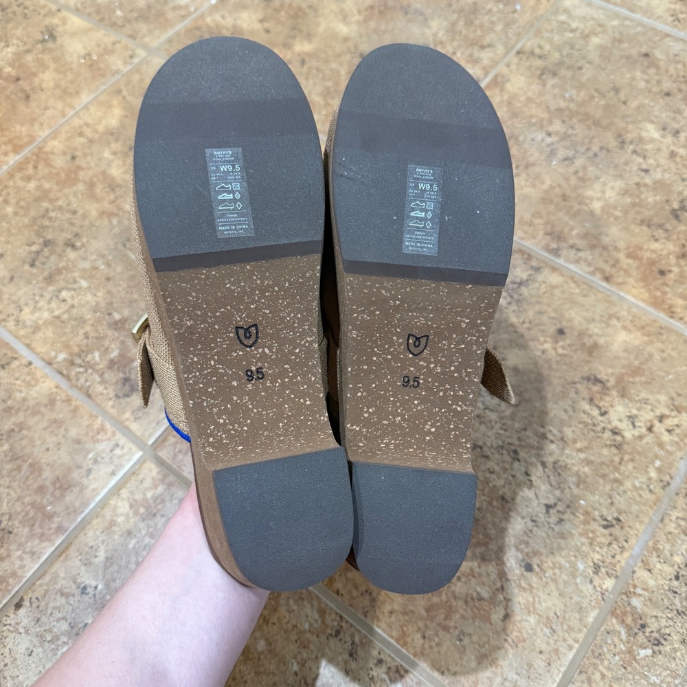 Rothys The Classic Clog Tan Platform Buckle Knit Shoes Womens Sz 9.5 NWOB Staple - Picture 6 of 9